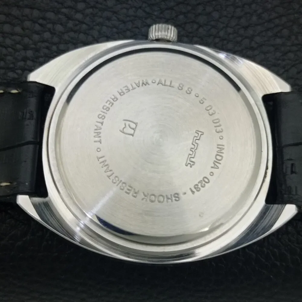 Vintage 1975 HMT Manual Wound Mens Silver Watch & Gold accents